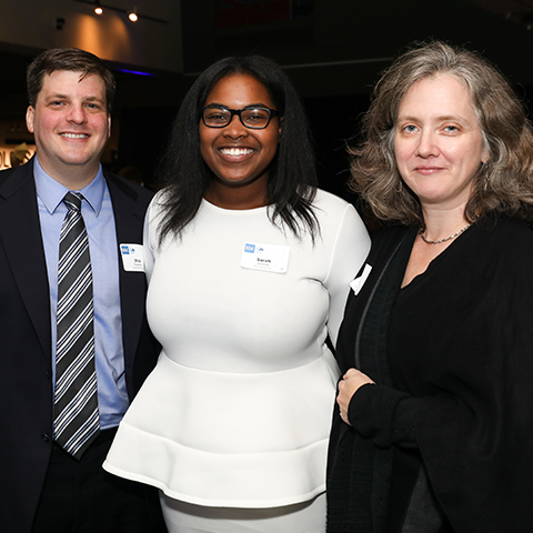 EDC Pitch Competition winners Shai Fuxman, Sarah Jerome, and Chelsey Goddard.