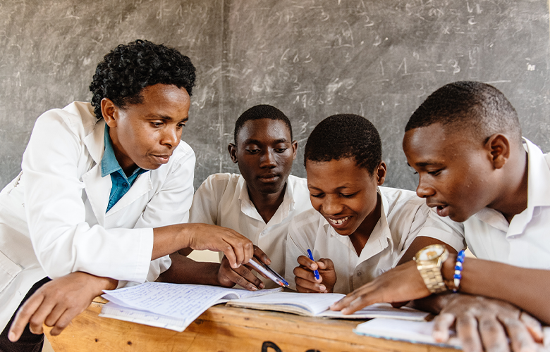 Transforming Leadership for Learning A photo from African classroom representing Transforming Leadership for Learning