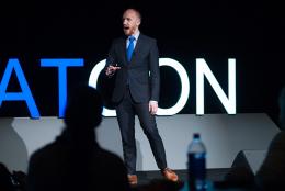 EDC's Adam Swanson giving a presentation in 2016