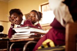 Elimination of Violence against Women A photo of a classroom in South Africa