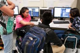 A photo of students using computers